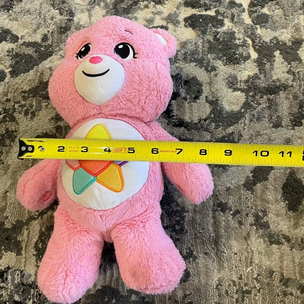 Care Bears Togetherness Bear Plush Rainbow Tie Dye Flower Belly Badge - Size 14